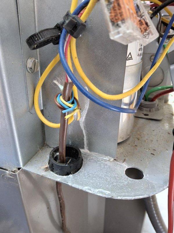 Responded to emergency no cooling call due to humidity concerns affecting occupant health. Upon inspection, found HVAC system non-operational and conducted thorough diagnostic of electrical components, control panel wiring, and capacitor assembly. Identified and documented equipment condition, verified proper wire connections and component integrity, and restored system to operational status to resolve excessive indoor humidity levels.