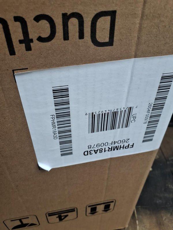 Replaced Friedrich mini split system model FPHMR18A3D. Equipment was received and installed per manufacturer specifications. Unit was properly positioned on concrete pad and all warning labels verified in place including A2L refrigerant safety markings and CTL certification compliance.