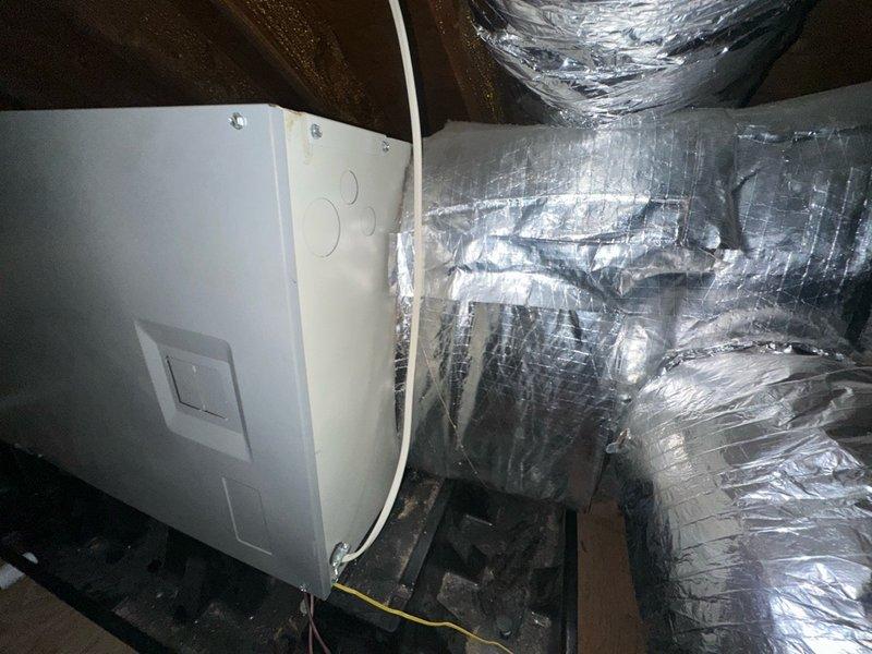 Performed nitrogen leak test on HVAC system to identify refrigerant leaks in attic-mounted air handler and associated ductwork. Pressurized system with nitrogen, monitored pressure readings, and inspected all connections, joints, and components to verify system integrity and locate any potential leak points.