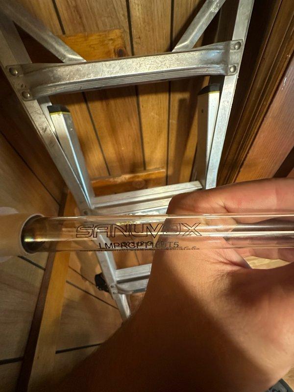 Completed comprehensive maintenance service including gas boiler tune-up and two air conditioning system inspections. Replaced UV bulb components in the HVAC system, as evidenced by the Sanumax UV lamp installation. All equipment tested and operating within normal parameters upon completion.
