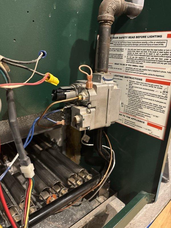 Completed comprehensive maintenance and tune-up service on CPFP gas boiler system. Performed thorough inspection of all internal components including gas valve assembly, burner assembly, electrical connections, and control board. Verified proper operation of gas valve, checked all wire connections and terminals for secure attachment, and inspected burner ports for cleanliness and proper flame distribution. All safety labels and operational instructions confirmed present and legible. System tested and operating within manufacturer specifications.