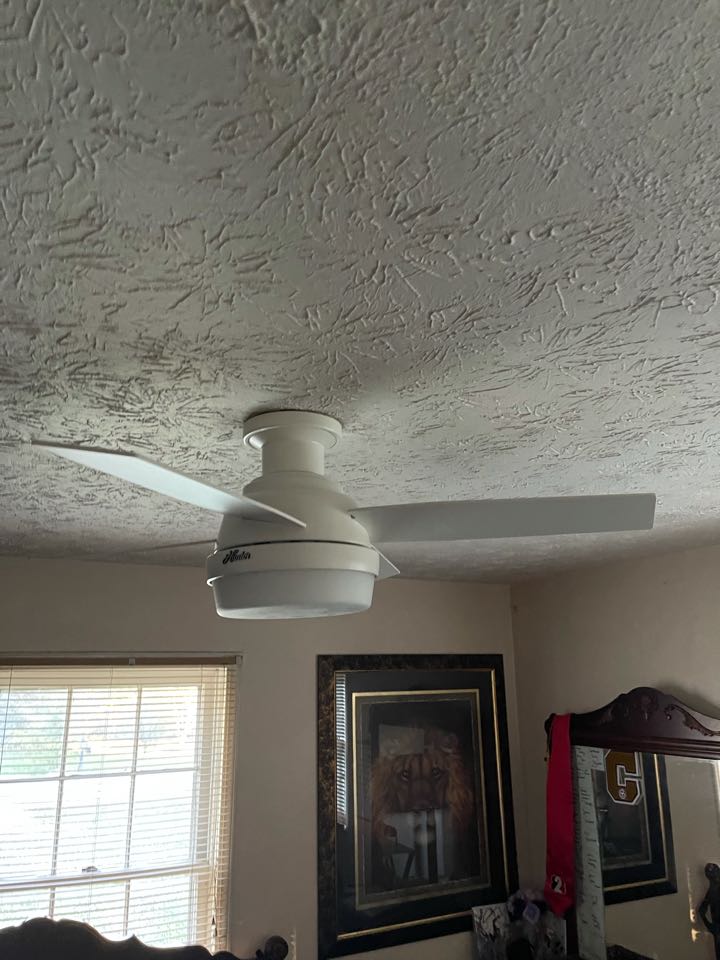 Electrician near me in acworth ga replaced a customer supplied fan and upgraded the mounting box to a fan rated box. 