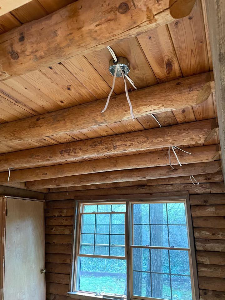 Electrician on Lookout Mountain doing some remodel work in log cabin Electrician on Lookout Mountain doing some remodel work in log cabin