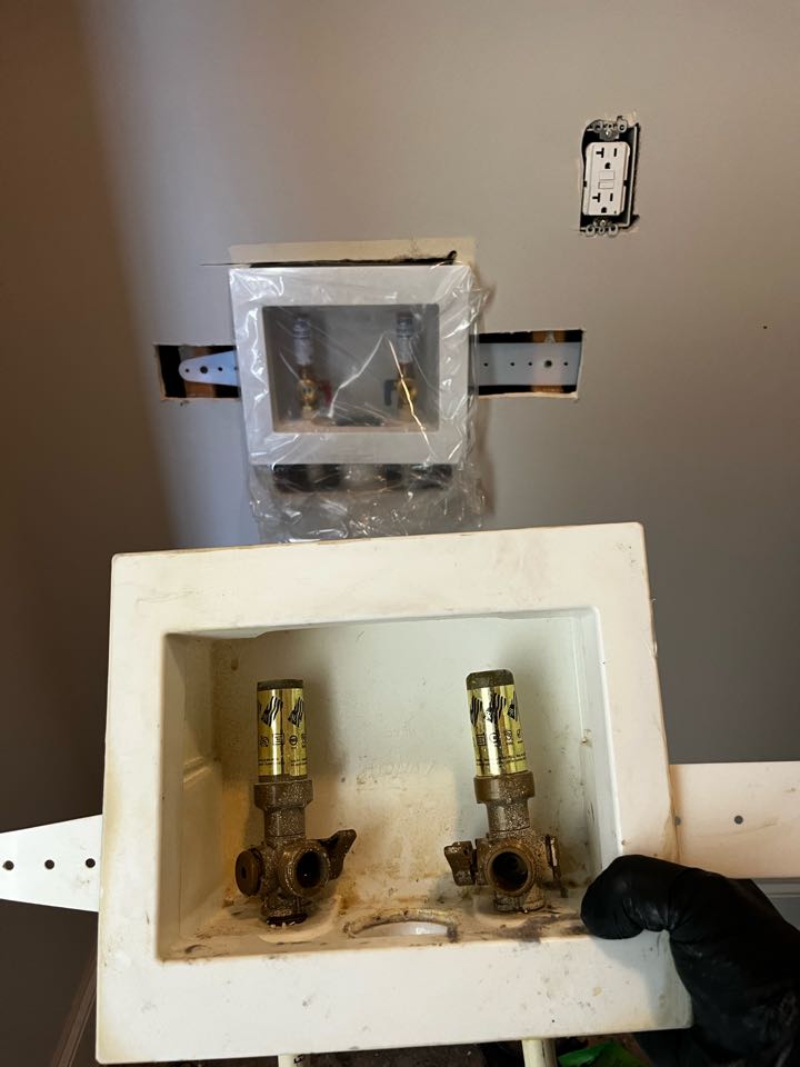 Plumber replaced a washing machine box and PRV 
