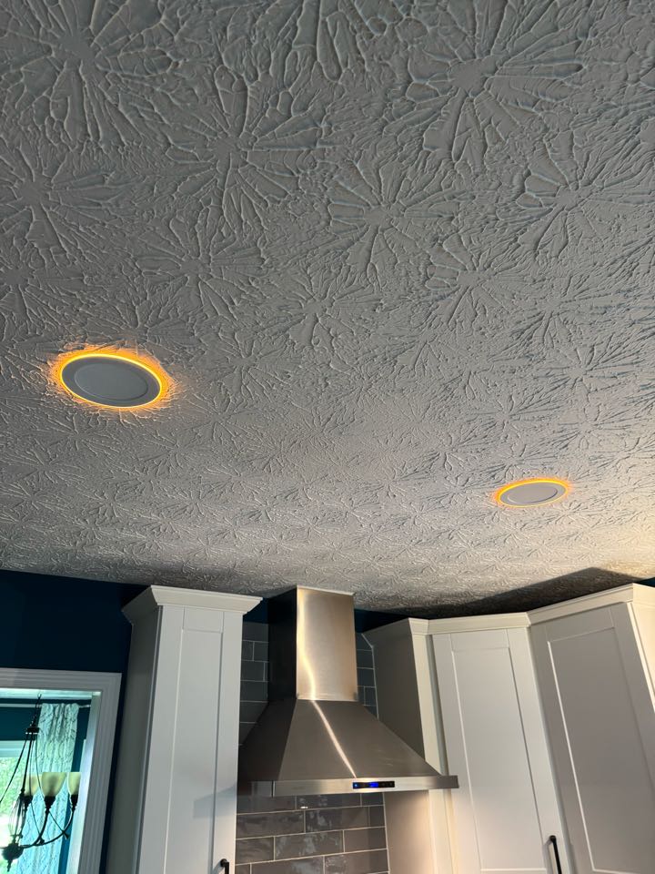 Electrician installing can lights. 