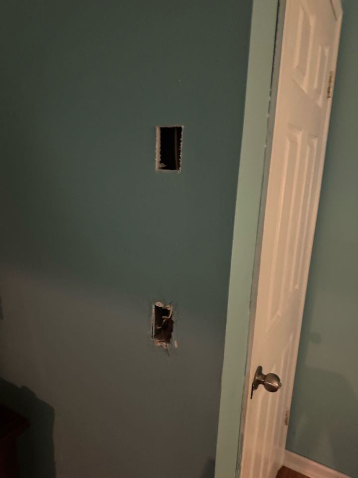 Electrician wiring switch leg for ceiling fan. 