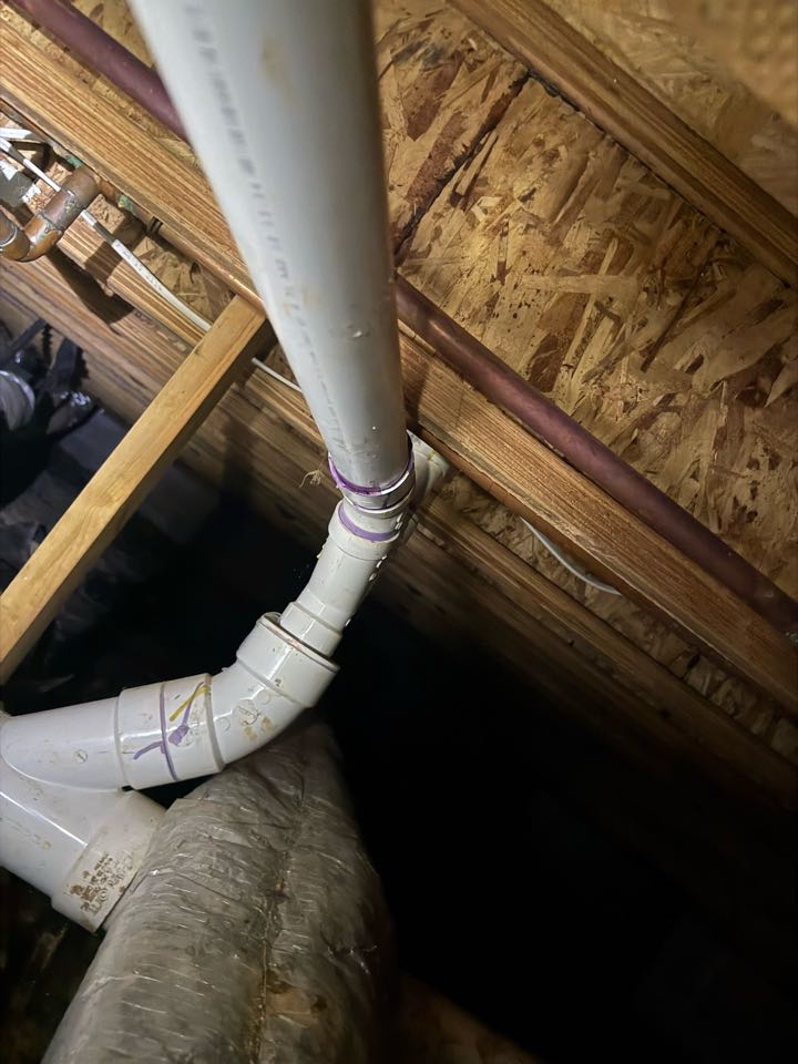 Came out to the customer’s home and repaired a damaged section of 2-inch PVC drain line. Cut out and replaced a full 10-foot stick of PVC, properly glued and secured all connections, and reset the pipe pitch to ensure correct drainage flow. Tested the line to confirm proper operation and no leaks.