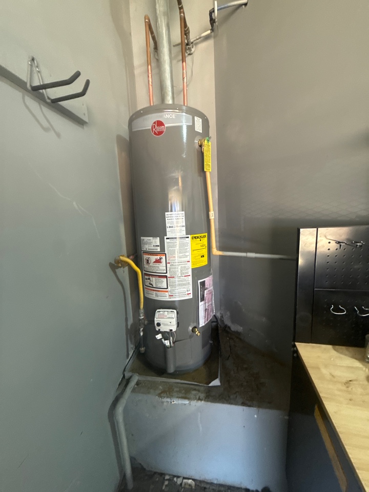 Checked in today to replace a failing 40-gallon gas water heater. Safely shut off gas and water, disconnected the old unit, and removed it from the property. Installed a new 40-gallon gas water heater, reconnected gas and water lines, and verified proper venting and clearances. Filled and purged the system, relit the burner, and tested for gas leaks and correct operation. Water heater is now heating efficiently and operating as designed. Customer has reliable hot water restored.
