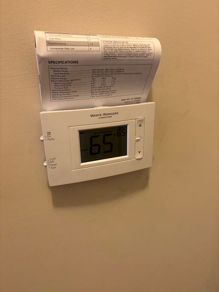 Changed thermostat no call on y terminal and got customer all taken care of today