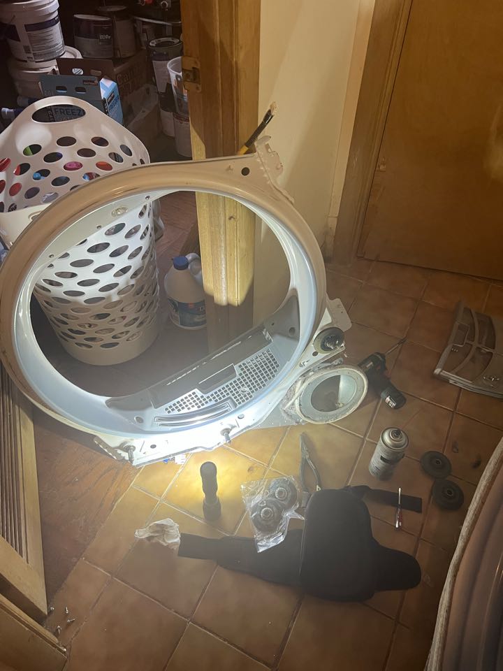 Replaced worn out drum rollers on Maytag dryer