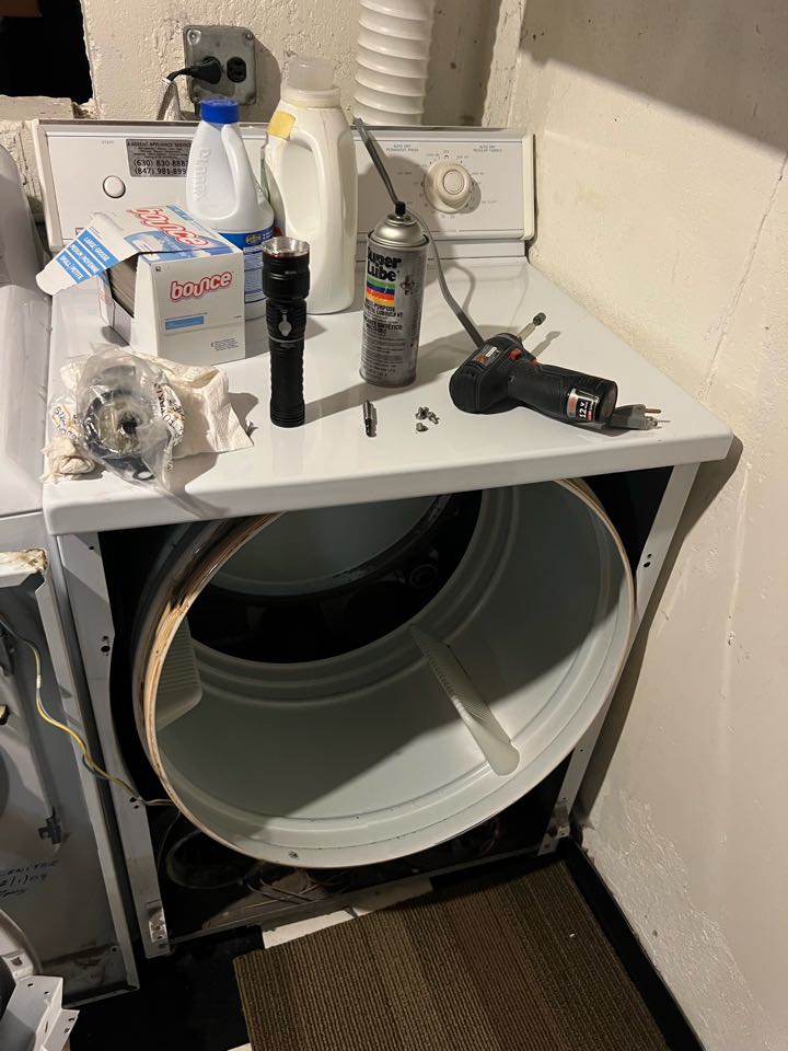 Replaced worn out rear drum rollers on Maytag dryer