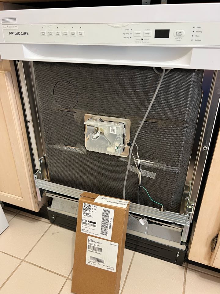 Replaced broken soap dish assembly on Frigidaire dishwasher