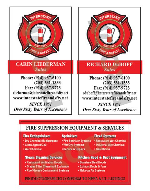 Created Hood Business Cards for Interstate Fire & Safety Equipment Co., Inc.