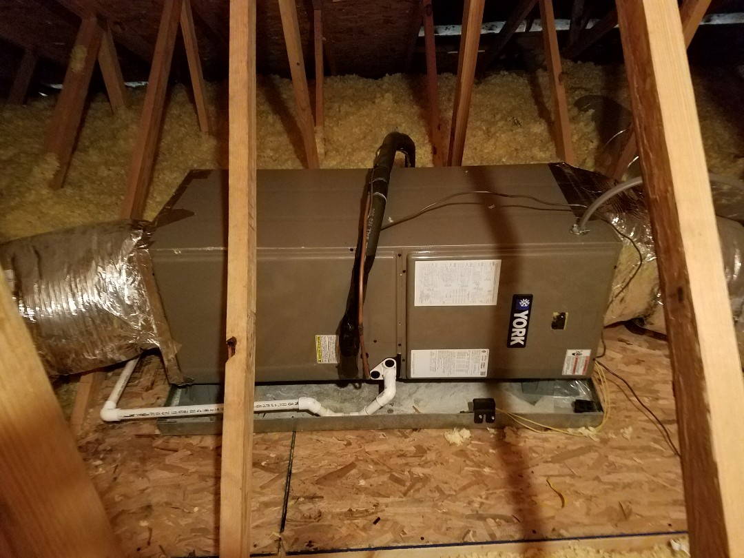 Insralled New York Heat Pump System with Air Hander in attic (hot one) in Gatlinburg. 