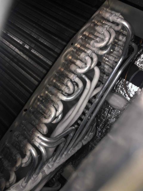 I performed a diagnostic on a Goodman AC and determined the lines are  frozen, and unit leaking outside on one of the braze joints. Due to lines being frozen, will return tomorrow with nitrogen to repair unit.