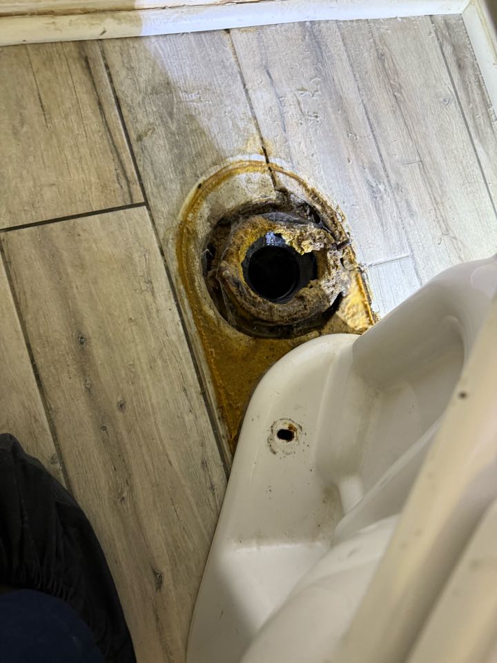 Toilet was ring leaking from upstairs. Customer chose to replace all 3 toilets in the home.  Pull and. Reset 3 toilets. 