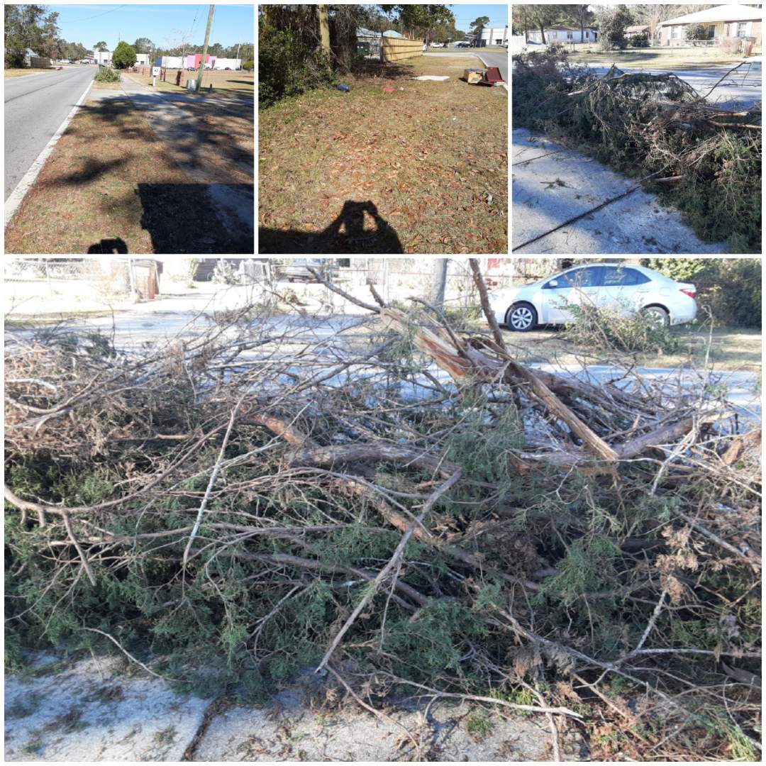 Here off Creighton Road doing yard debris removal Here off Creighton Road doing yard debris removal
