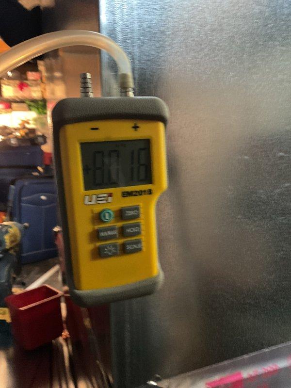 Successfully completed installation of a complete HVAC system including a 70,000 BTU furnace, 2.5 ton AC unit, and 600 CFM humidifier. System was properly configured and tested, with pressure and flow measurements verified using UEi EM201B diagnostic equipment. All mechanical connections were inspected and mechanical permit was requested for the installation.