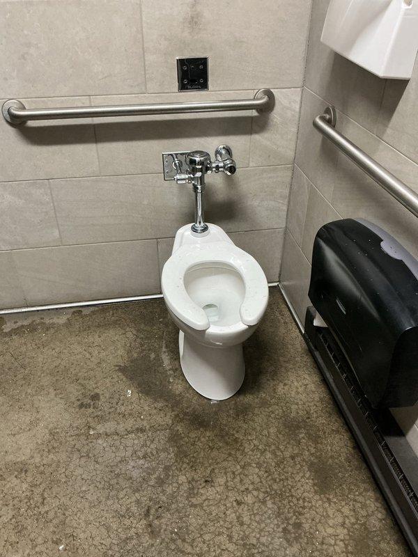Responded to service call for multiple toilets backing up and urinals needing inspection in commercial restroom. Conducted thorough inspection of plumbing fixtures, focusing on toilets with horseshoe seats and wall-mounted flush valves. Successfully cleared blockage in drainage system and verified proper operation of all fixtures before completing service.