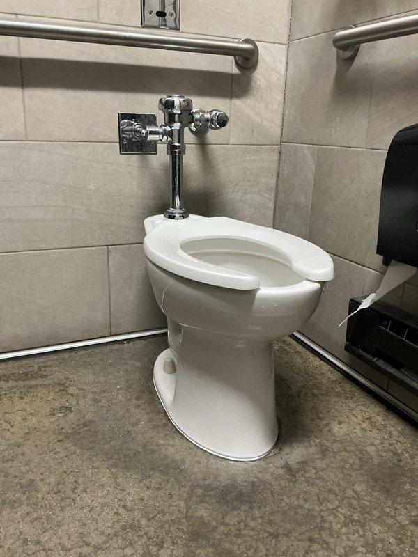 Responded to service call for multiple toilets backing up and urinals needing inspection in commercial restroom. Conducted thorough inspection of plumbing fixtures, focusing on toilets with horseshoe seats and wall-mounted flush valves. Successfully cleared blockage in drainage system and verified proper operation of all fixtures before completing service.