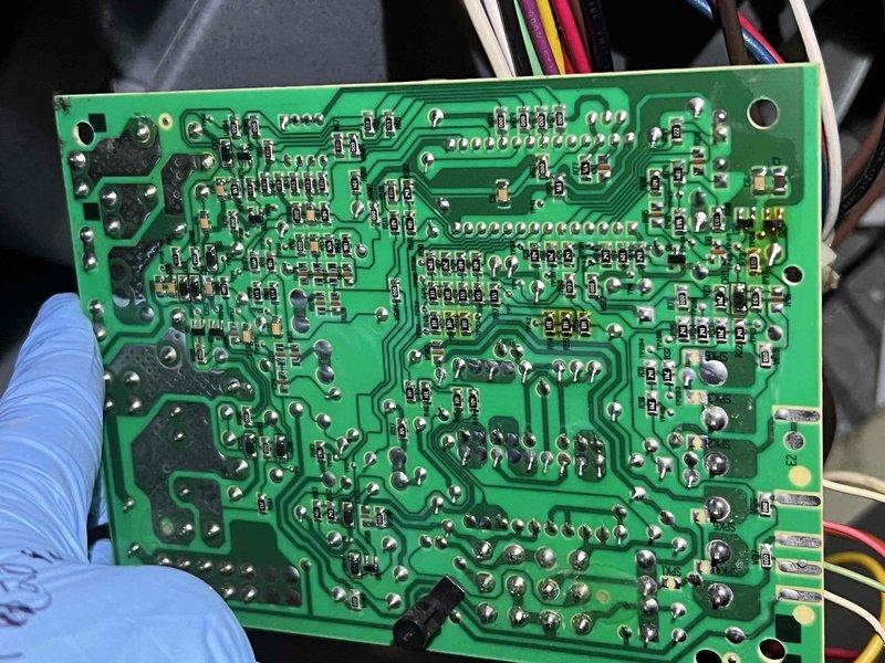 Diagnosed source of clicking noise in furnace prior to ignition cycle. Performed voltage testing with multimeter on control board to verify proper ignition sequence. Removed and inspected circuit board, finding minor corrosion on igniter relay contacts which was cleaned to restore proper functionality.
