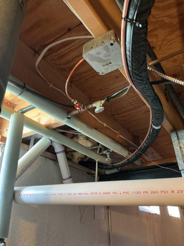 Responded to service call for newly installed furnace not operating. Diagnosed issue with improper condensate drainage system and corrected PVC pipe configuration. Verified proper operation of unit after repair and confirmed all connections were secure with no leaks present.