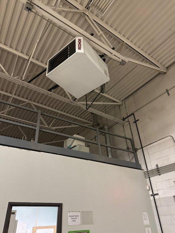 Responded to a service call for a Reznor unit heater in a warehouse setting that was not producing heat efficiently. Accessed the ceiling-mounted unit via scissor lift, performed diagnostic testing, and restored proper heating function by cleaning heat exchanger and adjusting gas pressure for optimal performance.