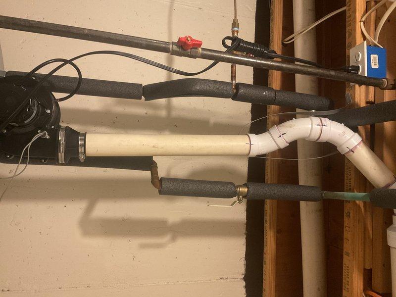 Responded to service call for no hot water in basement water heater. Upon inspection, diagnosed issues with the water heater's supply lines and valve assembly. Installed new insulated pipes, replaced damaged PVC connections, and serviced the control unit to restore proper hot water function.