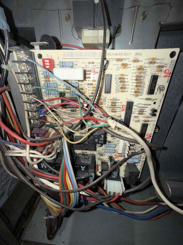 Responded to no-heat service call for 25-year-old furnace that had previously been making noise. Inspected the control board and found multiple connection points showing signs of deterioration and oxidation. Replaced the inducer motor assembly and verified proper operation of the heating system before completing service.