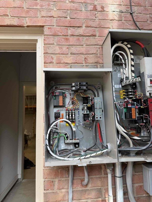 Diagnosed outdoor unit communication fault 179 detected by thermostat on 2018 model A/C system. Inspected electrical connections at both Generac transfer switches and main electrical panels, finding loose connections that were causing communication interruption. Repaired and secured all connections, restoring proper communication between thermostat and outdoor unit.