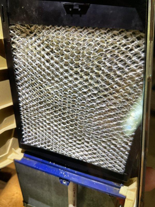 Completed Gold Furnace Inspection on an aging forced air system (20+ years). Inspected motor capacitor connections and electrical components, noting normal operation despite age-related dust accumulation. Filter showed significant particulate buildup requiring replacement to maintain optimal system efficiency.