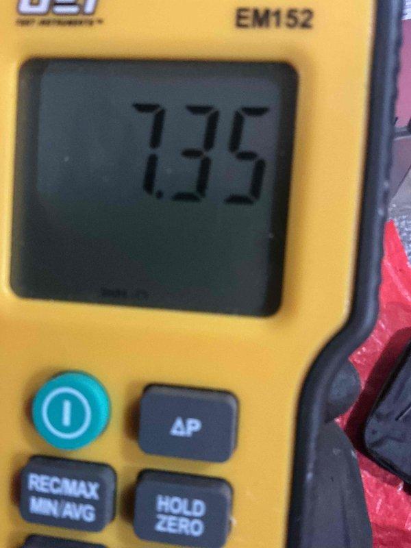 Completed installation of a 110,000 BTU furnace system with mechanical and electrical connections. Performed pressure testing with UEi EM152 manometer showing readings of 7.35 and 158 inH2O, confirming proper system operation. All permits were requested and the installation was completed successfully with no rebates applicable.
