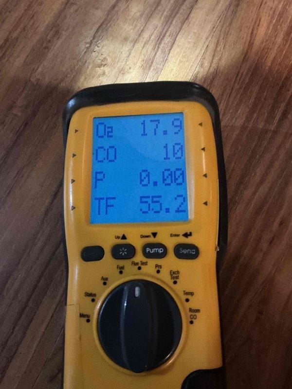 Performed Gold Boiler Inspection on 3-year-old hot water boiler located in basement. System is operational with proper flame pattern observed during combustion check. Combustion analysis readings showed acceptable O2 levels at 17.9%, CO at 10ppm, and flue temperature at 55.2°F, indicating efficient operation.