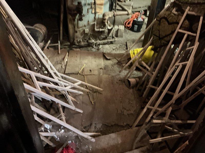 Responded to a service call for gas leak investigation after DTE detection. Performed comprehensive pressure testing of gas lines in basement utility area, identifying two separate leak points in the copper gas piping system. Inspected exposed plumbing infrastructure with particular attention to pipe joints and connections where turquoise/teal markings were present on the aged copper lines.