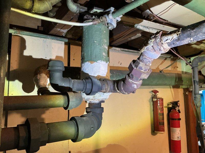 Responded to a service call for disintegrated pipe connected to the boiler system. Upon inspection, identified and replaced the compromised section of pipe in the basement utility area, which showed severe deterioration compromising system integrity. Installed new fittings and connections to ensure proper function and prevent future leaks, restoring full operational capacity to the home's plumbing and heating system.