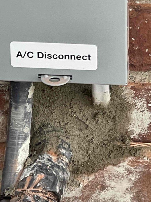 Successfully completed a 100 AMP panel upgrade with proper permit documentation. Installed A/C disconnect on brick exterior wall with appropriate conduit connections and mounted a GFCI outlet with metallic flex conduit in preparation for upcoming furnace and A/C installation.