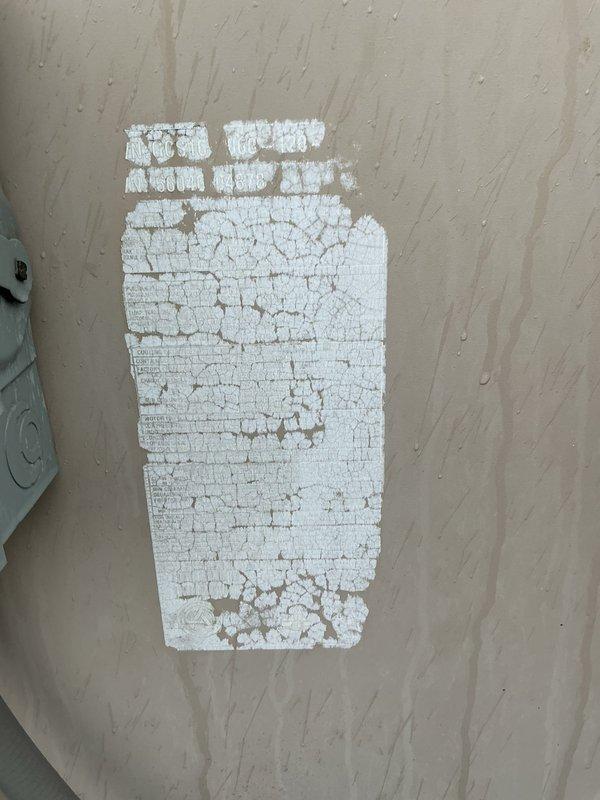 Conducted site assessment for replacement of a 20+ year old commercial rooftop unit (RTU) that is barely operational. Visual inspection revealed significant water damage to interior walls with extensive paint deterioration and cracking. Exterior examination showed weathered condenser unit with visible staining and standing water around base on flat roof. Documented conditions with photographs and prepared replacement quote as requested.