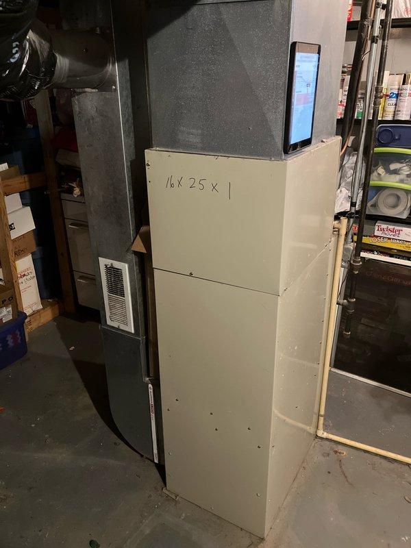 Conducted inspection of 30-year-old non-operational furnace with confirmed cracked heat exchanger on both sides. System requires full replacement of both furnace and AC units. Current installation includes outdated ductwork with multiple connection points that would benefit from modernization during equipment replacement.