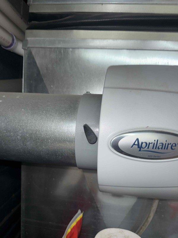 Performed diagnostic service on furnace that was reported to be cycling abnormally. Inspected Aprilaire humidifier system components and connections. Removed and examined air filter, which showed significant dust accumulation affecting system efficiency. Cleaned sensor components to address cycling issue, restoring normal operation sequence. System now heating properly with improved airflow.