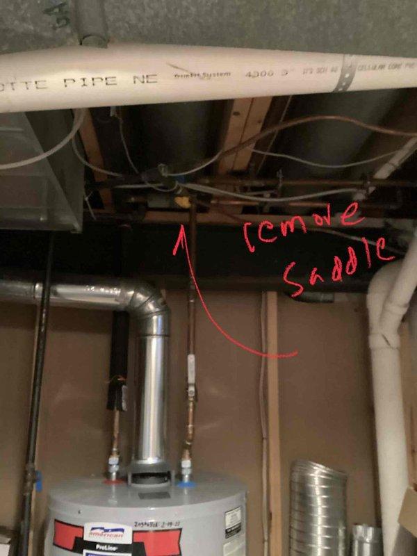 Conducted comprehensive assessment of aging HVAC system including 14-year-old furnace (basement) and AC unit (exterior). Identified plumbing issues requiring saddle valve removal and noted potential replacement of existing Goodman furnace with visible control board and wiring concerns. Documented current ductwork configuration and PVC venting system to prepare accurate replacement options.