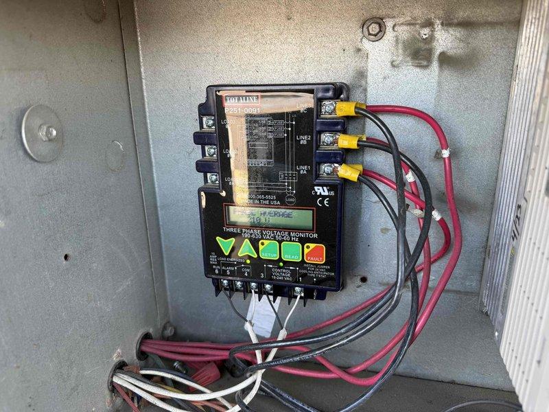 Performed comprehensive filter change service on commercial HVAC system including 4 rooftop units, 1 make-up air unit, and multiple exhaust hoods. Inspected electrical components and three-phase voltage monitor, confirming proper operation of all systems. All units are now operating at optimal efficiency with clean filters installed.