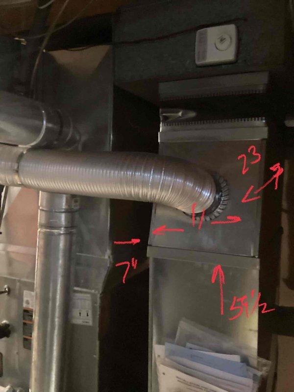 Conducted furnace replacement estimate for residential property with unknown age furnace located in basement. Inspected existing ductwork configuration, including silver flexible metal ducting and connections. Evaluated electrical panel and circuit capacity to ensure compatibility with potential new HVAC system installation.