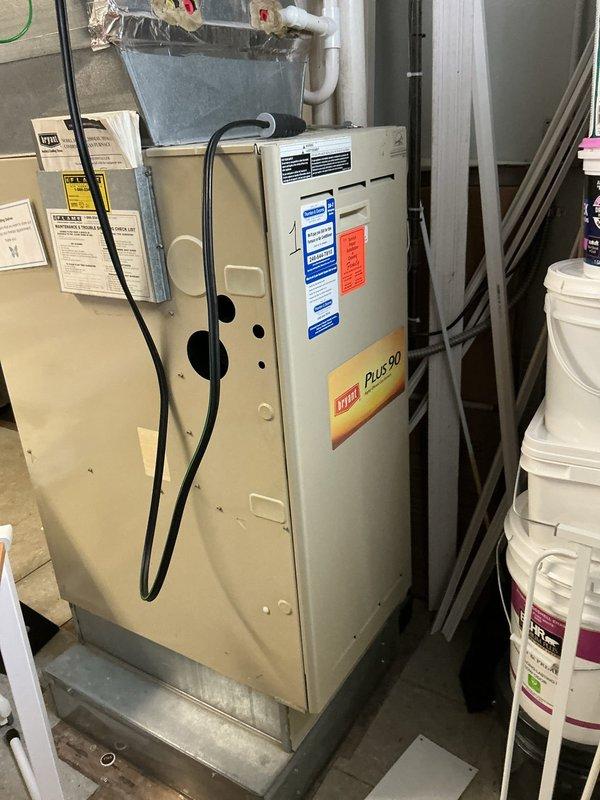 Responded to reported gas leak at commercial property with two furnace units (York Plus 90 model and standard HVAC system) located in utility room and near back door. Upon inspection, confirmed DTE's findings of gas leak, performed comprehensive diagnostics, and completed necessary repairs to eliminate the gas leak hazard. Both units were tested for proper operation and safety before returning system to service.