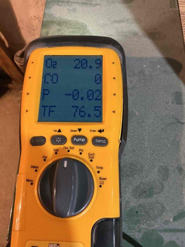 Responded to service call for a 10-year-old New Yorker steam boiler that failed to ignite despite audible clicking. Diagnostic testing with combustion analyzer confirmed proper oxygen levels (20.9%) and zero carbon monoxide emissions, with normal flue temperature readings. Determined issue was related to ignition sequence failure and performed necessary repairs to restore proper operation.