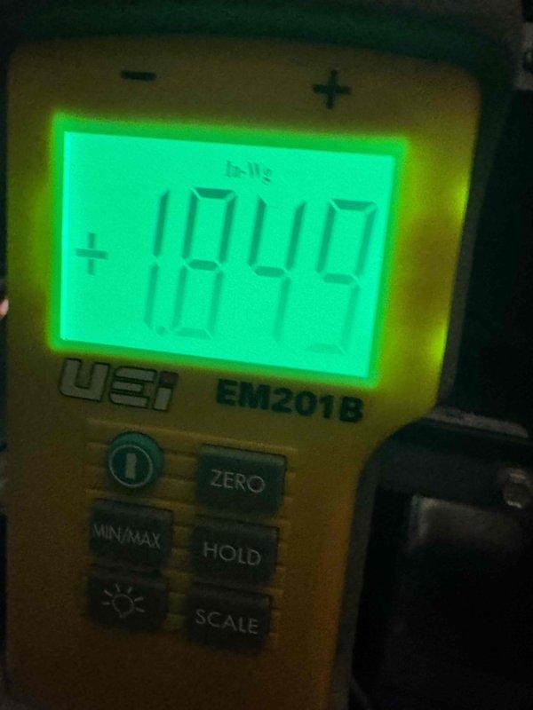 Completed installation of a complete HVAC system including a 70,000 BTU furnace (repositioned 3 inches left), 2.5-ton AC unit, 600m air handler, S40 thermostat, and humidifier. All components were properly connected and tested with appropriate measurements verified using UEi EM201B meter, with the outdoor unit properly mounted on exterior wall with PVC connections installed to manufacturer specifications.