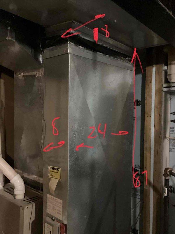 Conducted a full HVAC system estimate for AC installation in a home with an existing furnace unit. Evaluated the current 24"x18"x61" air handler/furnace in the basement mechanical room and assessed the ongoing drywall renovation areas for potential ductwork and system integration points. Measurements were documented and photos taken to develop a comprehensive installation proposal for the requested cooling system addition.