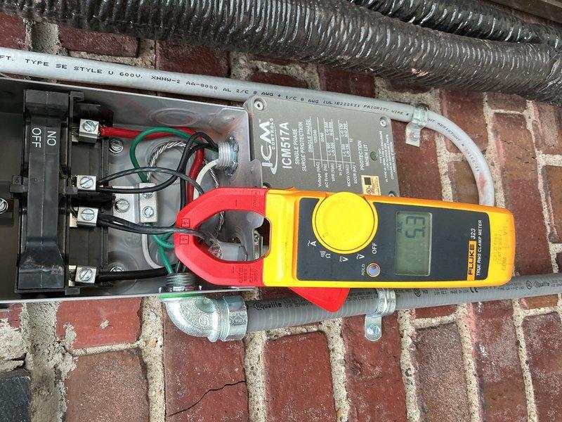 Responded to callback for newly installed mini-split system displaying "High Discharge Pipe Control" error. Performed electrical diagnostics using Fluke clamp meter, measuring 6.9A current draw at junction box, and inspected fuse integrity. System was successfully restored to proper operation after electrical troubleshooting.