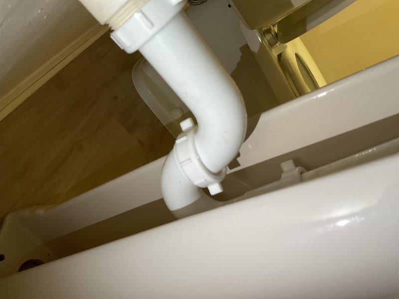 Successfully reinstalled pedestal sink and toilet following customer's new floor installation. Connected all plumbing fixtures, including proper P-trap assembly under sink, and verified all connections for leaks. Both fixtures are now securely mounted and fully operational.