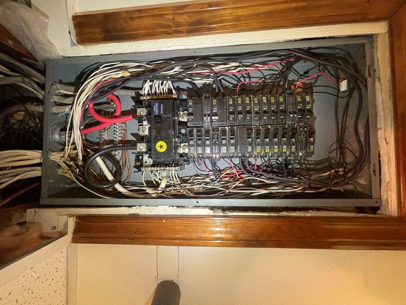 Performed comprehensive whole-home electrical inspection focusing on the main circuit breaker panel. Inspection revealed aging components, some wire disorganization, and potential concerns with the panel's installation. Also examined HVAC/mechanical room equipment connections and electrical supply components, noting all findings in the service record for future reference.