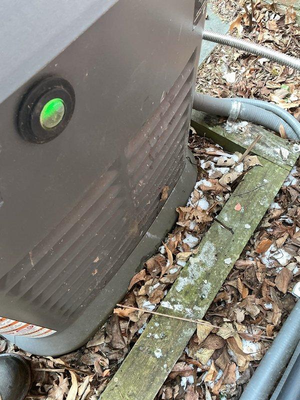 Responded to service call for 16kW Honeywell generator not turning on. Diagnostic inspection revealed significant corrosion on copper pipe fittings and connections. After cleaning corrosion and ensuring proper fuel supply, successfully restored generator operation as confirmed by illuminated status indicator.